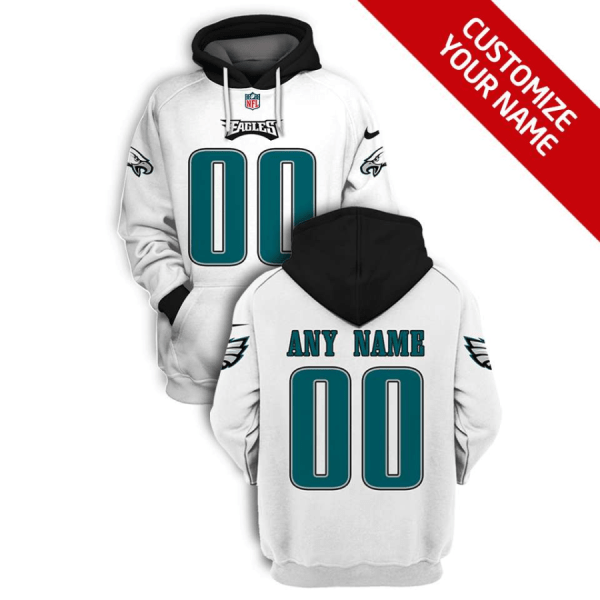 Men's White Philadelphia Eagles Active Player Custom 2021 Pullover Hoodie